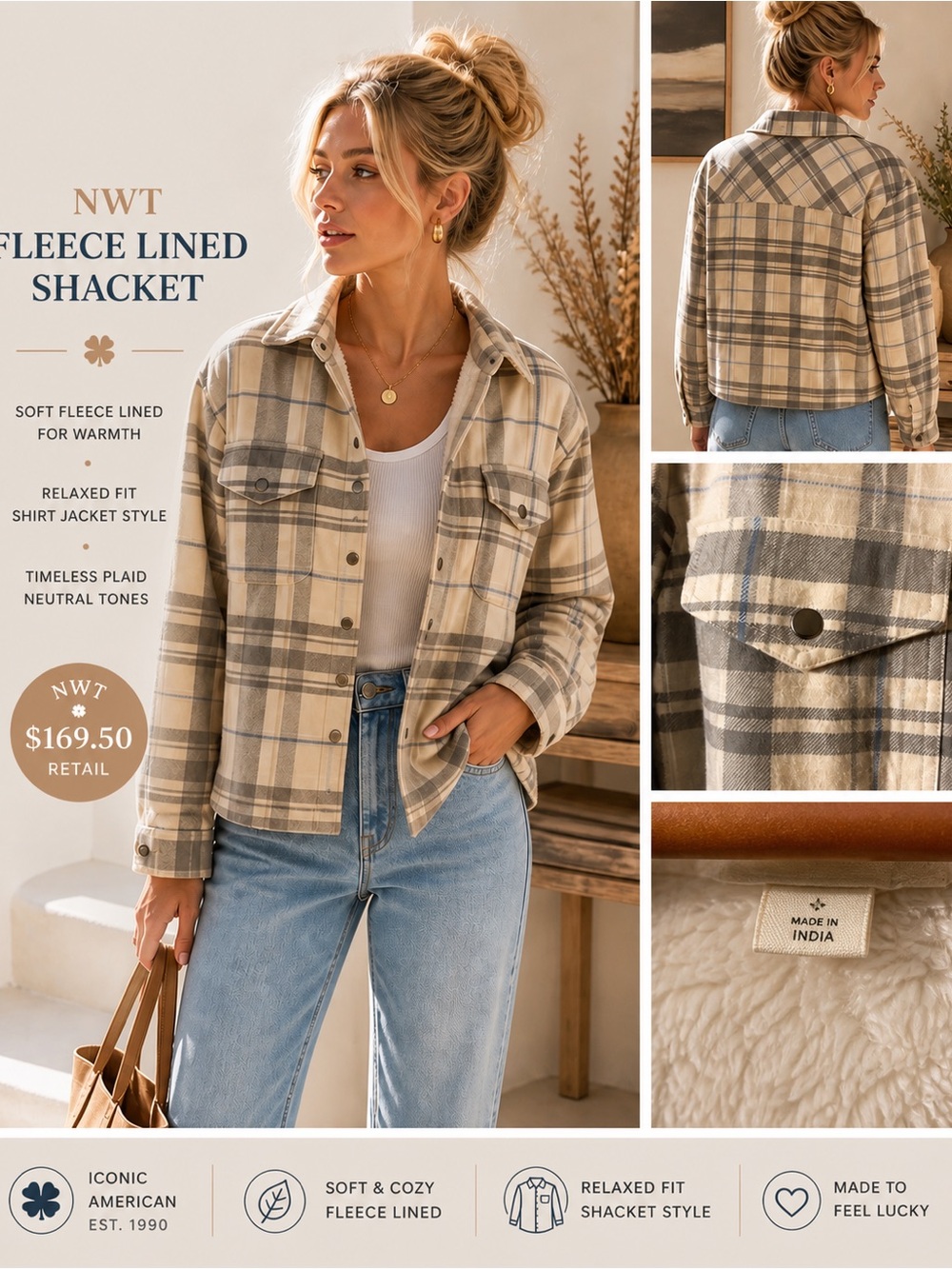 NWT Lucky Brand Fleece Lined Shacket